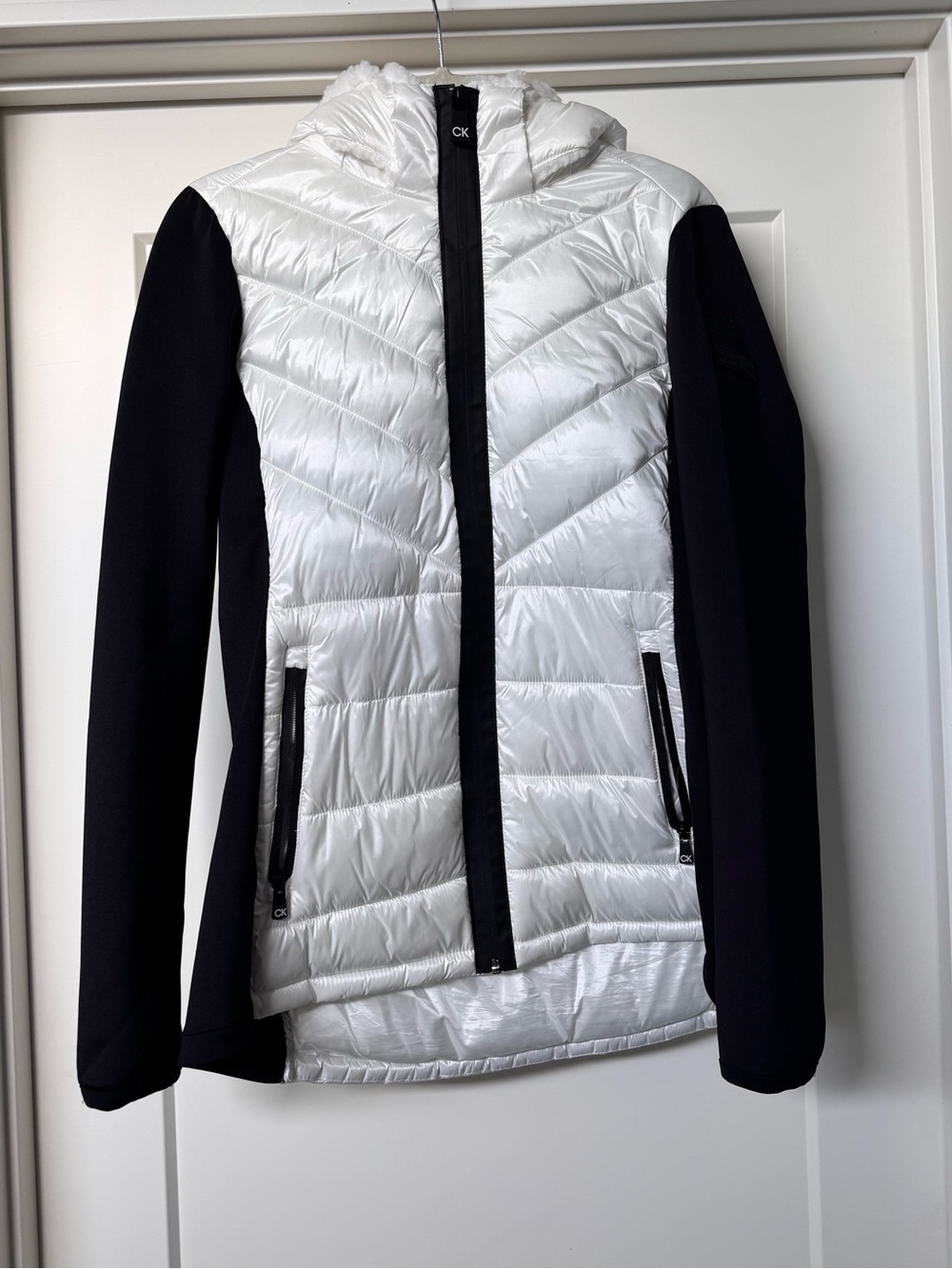 Calvin Klein Performance Mixed Media Coat. Size L